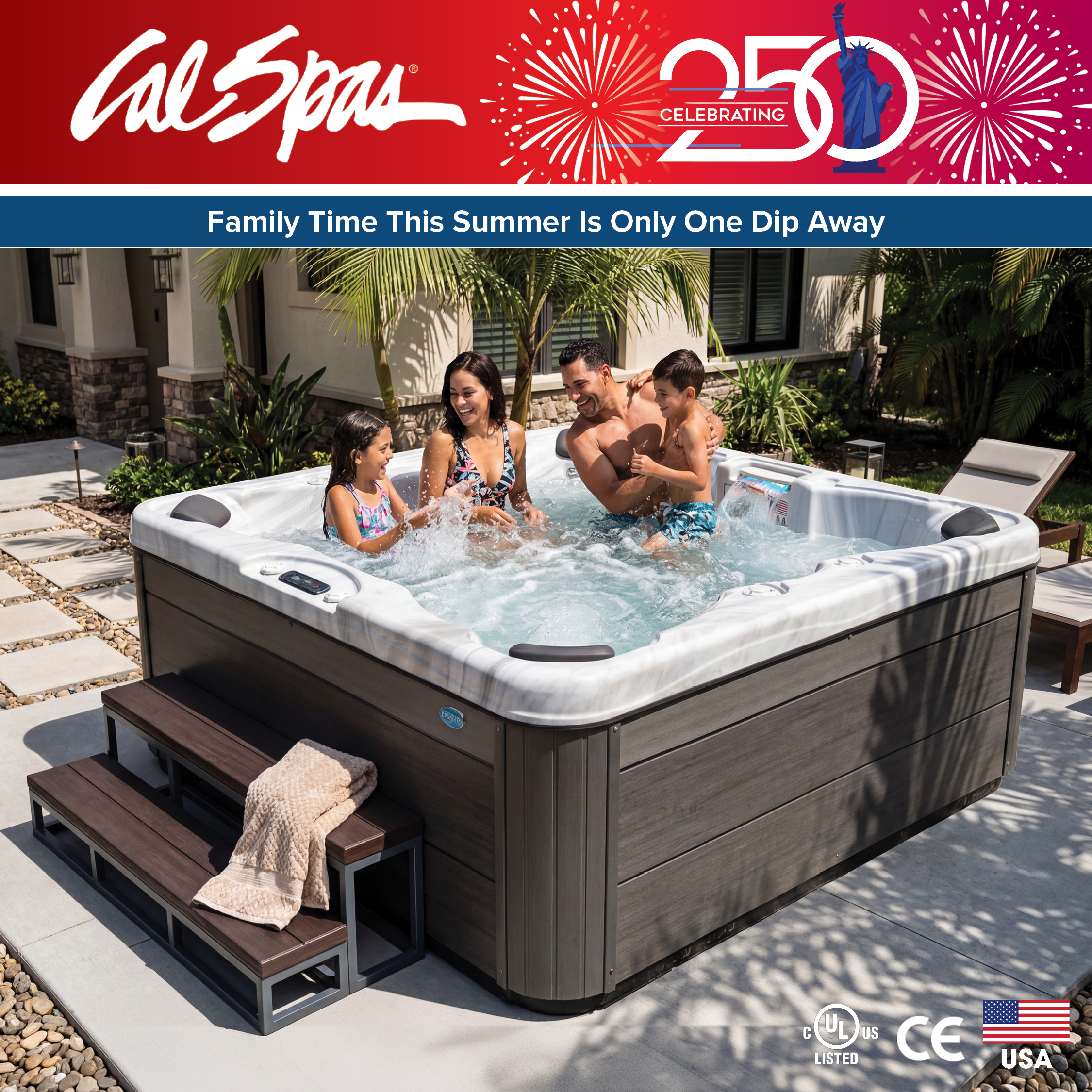 Calspas hot tub being used in a family setting - South Jordan